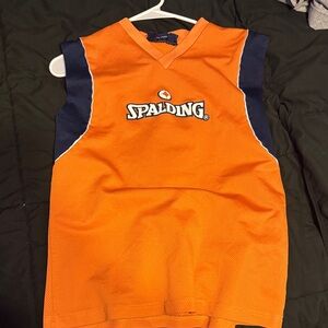 Spalding Kids Orange and Navy Sleeveless Jersey